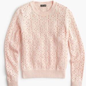 J Crew Point Sur XL pink all over pointelle crewneck sweater cotton